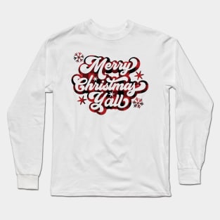 Merry Christmas Ya'll - Buffalo Plaid Long Sleeve T-Shirt